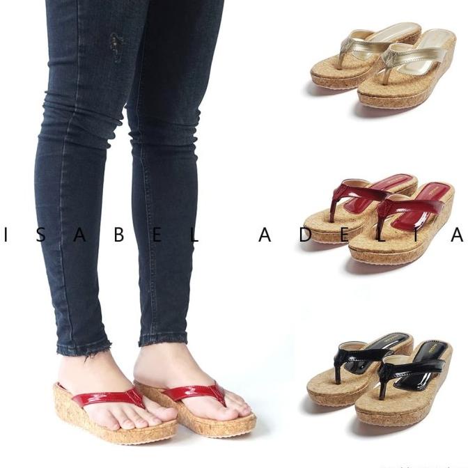 Sepatu Sandal Wanita Wedges Gold Merah Hitam SOFIA BEST SELLER DISKON