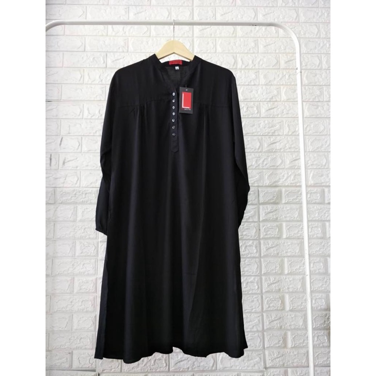 Tunik wanita terbaru 2022 katun rayon premium / Tunik wanita hitam polos lengan panjang kekinian / T