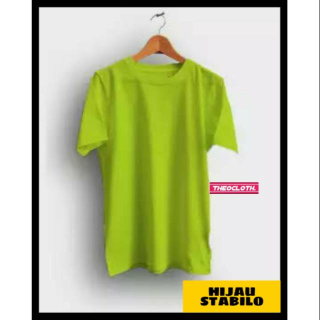 Jual KAOS POLOS WARNA HIJAU STABILO BAJU POLOS DISTRO COWO CEWE