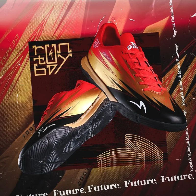 Sepatu Futsal TERBARU - Specs Lightspeed 3 IN SE Runtuboy Rising Red/Gold - Original 1000% BNIB Resm