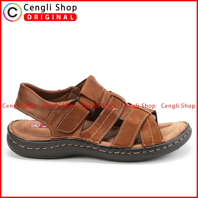 SANDAL CASUAL JIM JOKER PRIA ORIGINAL SLINGBACK KULIT COKLAT JJ08