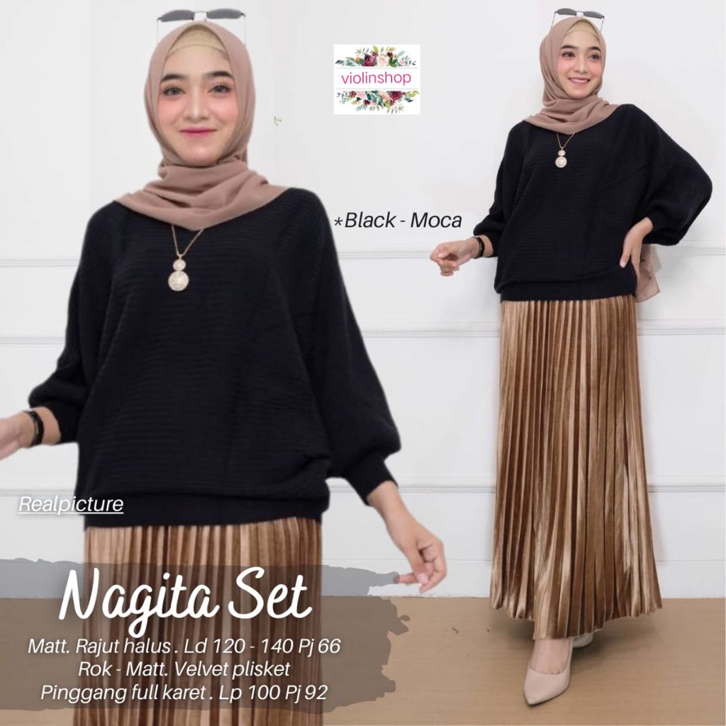SETELAN WANITA JUMBO, SMOCK BLOUSE+ROK PLISKET, RAJUT VAR VELVET HIGHT QUALITY, SETELAN WANITA BERHI