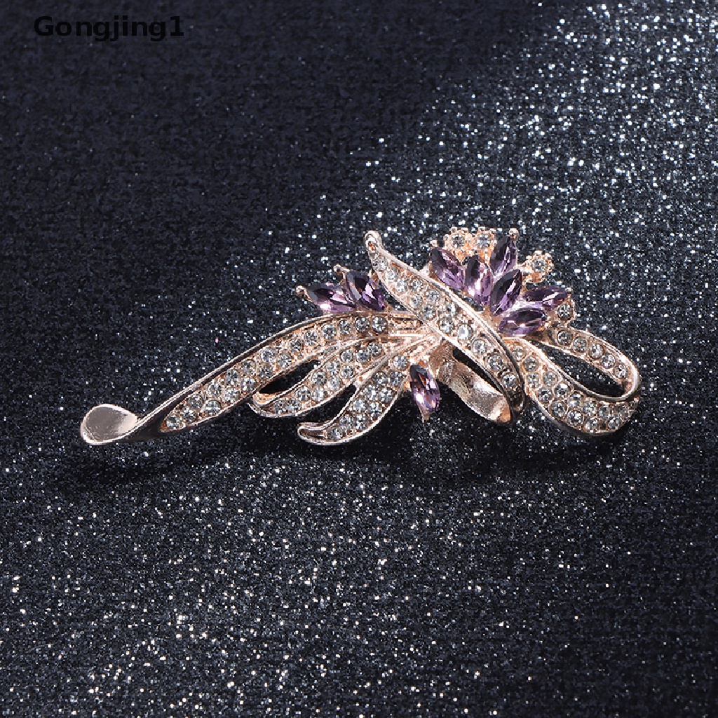 Gongjing1 1Pc Bros / Pin Fashion Elegan Aksen Kristal Untuk Aksesoris Pakaian Wanita / Hadiah