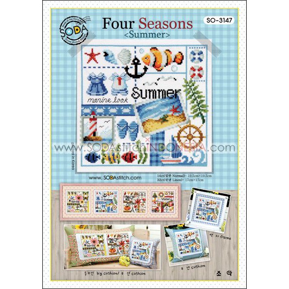 Paket DIY Craft Sulam Kristik Strimin Cross Stitch Sodastitch SO-3147 Four Season Summer Musim Panas