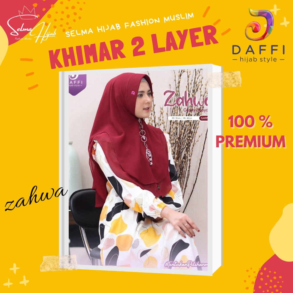 Daffi Hijab Jilbab Instan Khimar 2 Layer Zahwa Df158 Murah Bahan Ceruty Babydoll Kualitas Premium