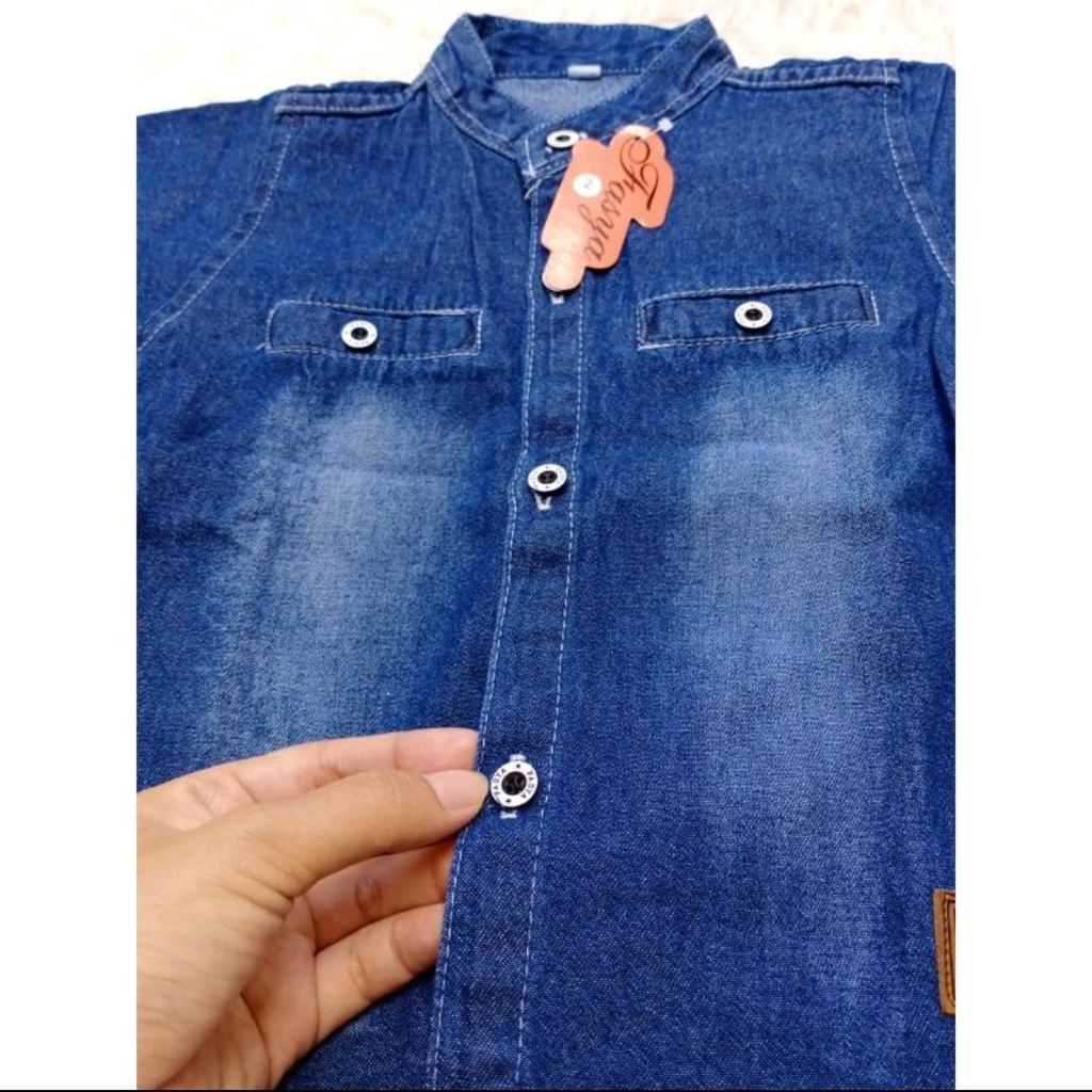 COD KEMEJA ANAK MODEL RANNGOKIDS DENIM JEANS KEREN BLUE WASH 3-10 TAHUN-1