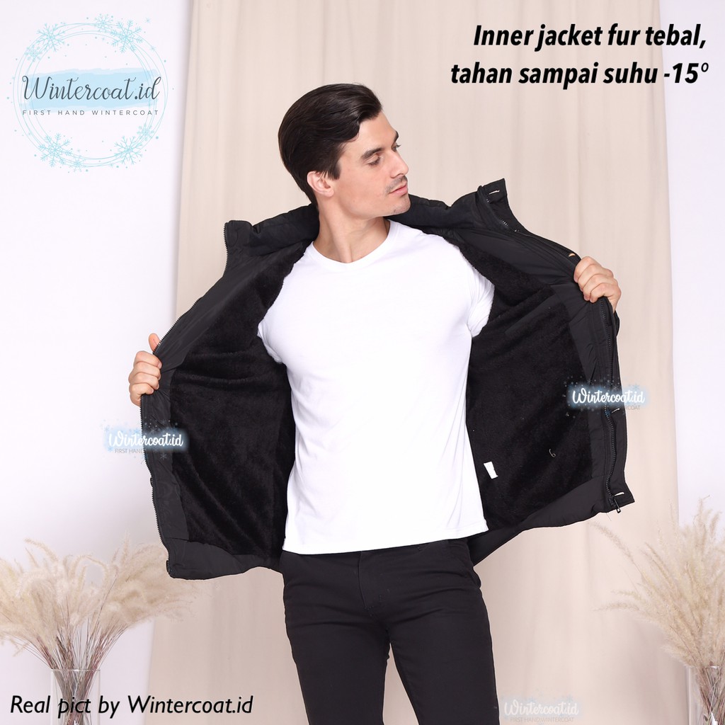 READY INDONESIA LOGAN Men Winter Coat Pria Jacket mantel cowok musim dingin jaket jumbo hitam