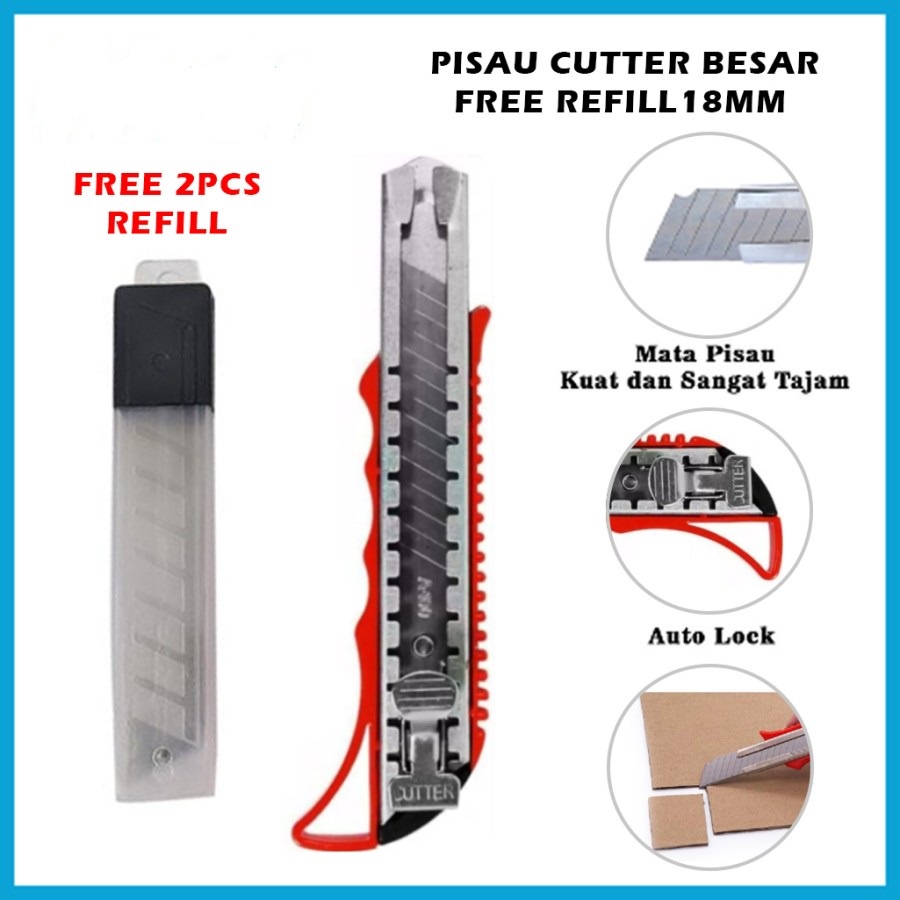 Pisau Cutter Besar 18mm Kater Pemotong Kertas Super Tajam Murah