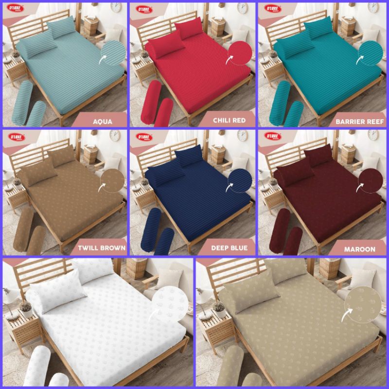 SPREI KINTAKUN DLUXE 180X200 TINGGI 30CM DEEP BLUE,MAROON,PURE WHITE,AQUA,CHILI RED,Embosed
