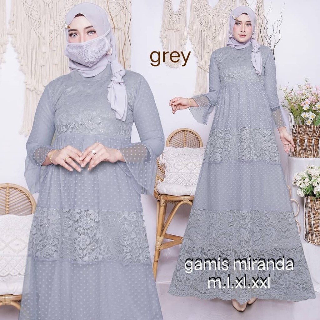 Gamis Miranda Dress Brukat JUMBO M-XXL / Gaun Pesta / Brukat Muslim Terbaru 2021 / BAJU DEWASA MURAH