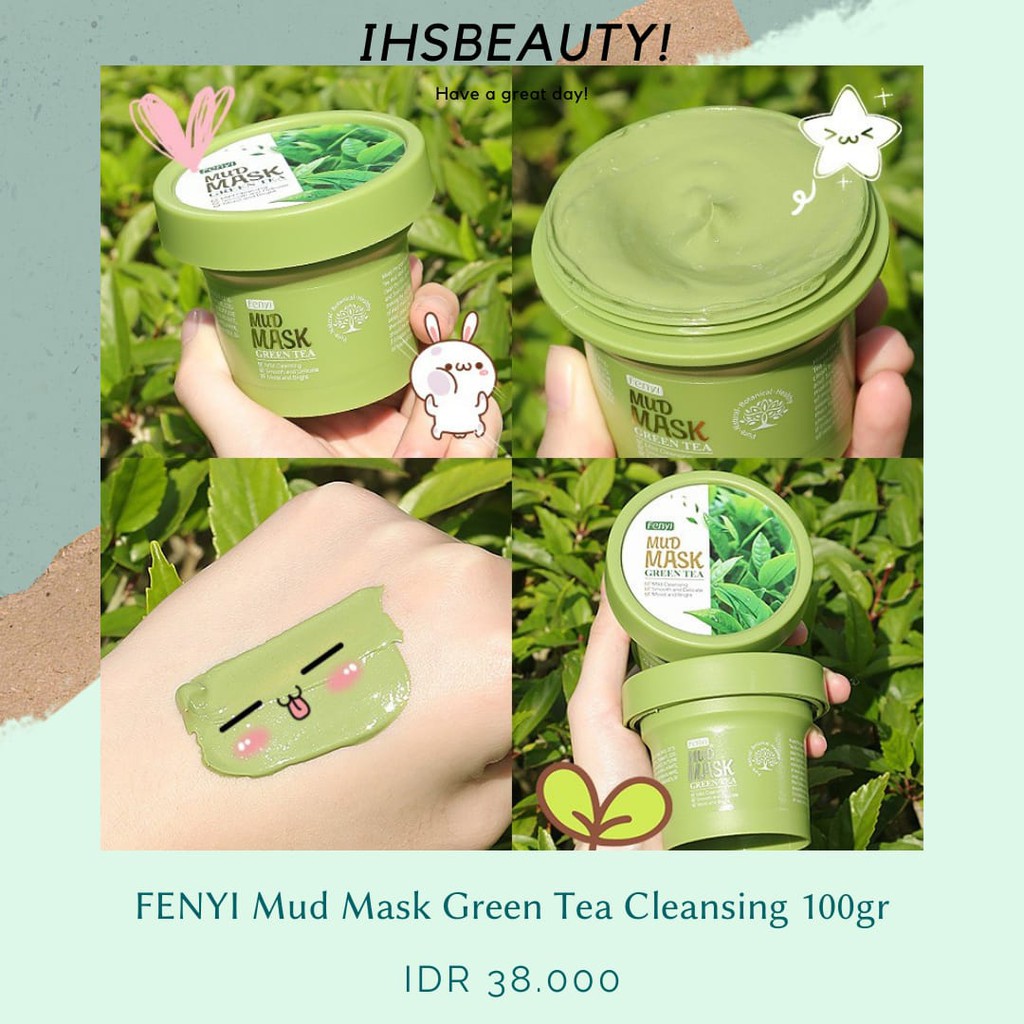 FENYI Green Tea Mud Mask Face Cleansing Clay Mask 100g BPOM Original