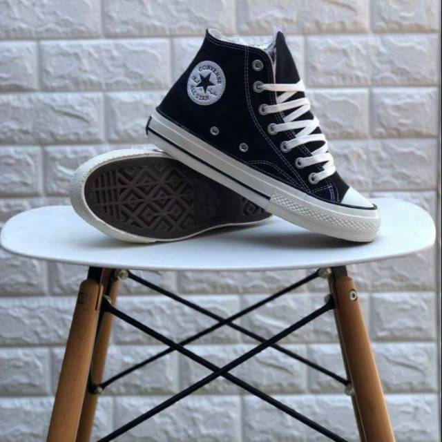 [ORIGINAL] SEPATU CONVERSE ALLSTAR ALL STAR FULL HITAM PUTIH SEPATU SEKOLAH PREMIUM VIETNAM