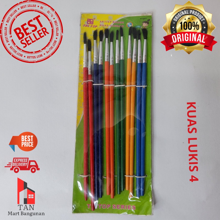 

Kuas Lukis Cat Air Gambar Warna Warni TIP TOP Ukuran 4 5 6 8 10 12 Grosir ISI 12 PICES Pcs MURAH LUSINAN