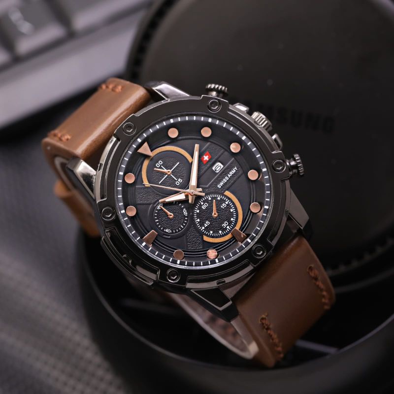 {COD} jam tangan fashion pria army bintik jangkar chrono variasi LS-3700OA