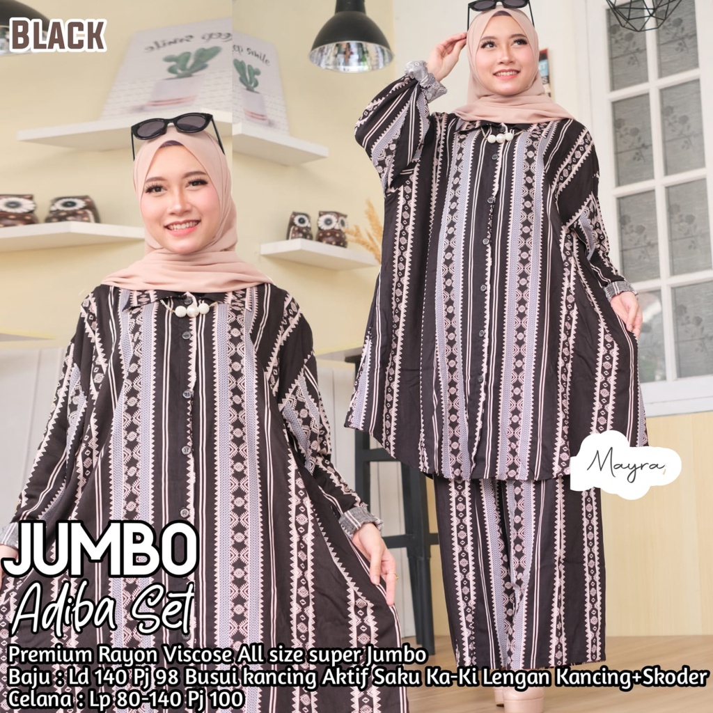 Baju Setelan Jumbo Wanita Adiba Set Rayon Viscose Ld 140 Super Jumbo