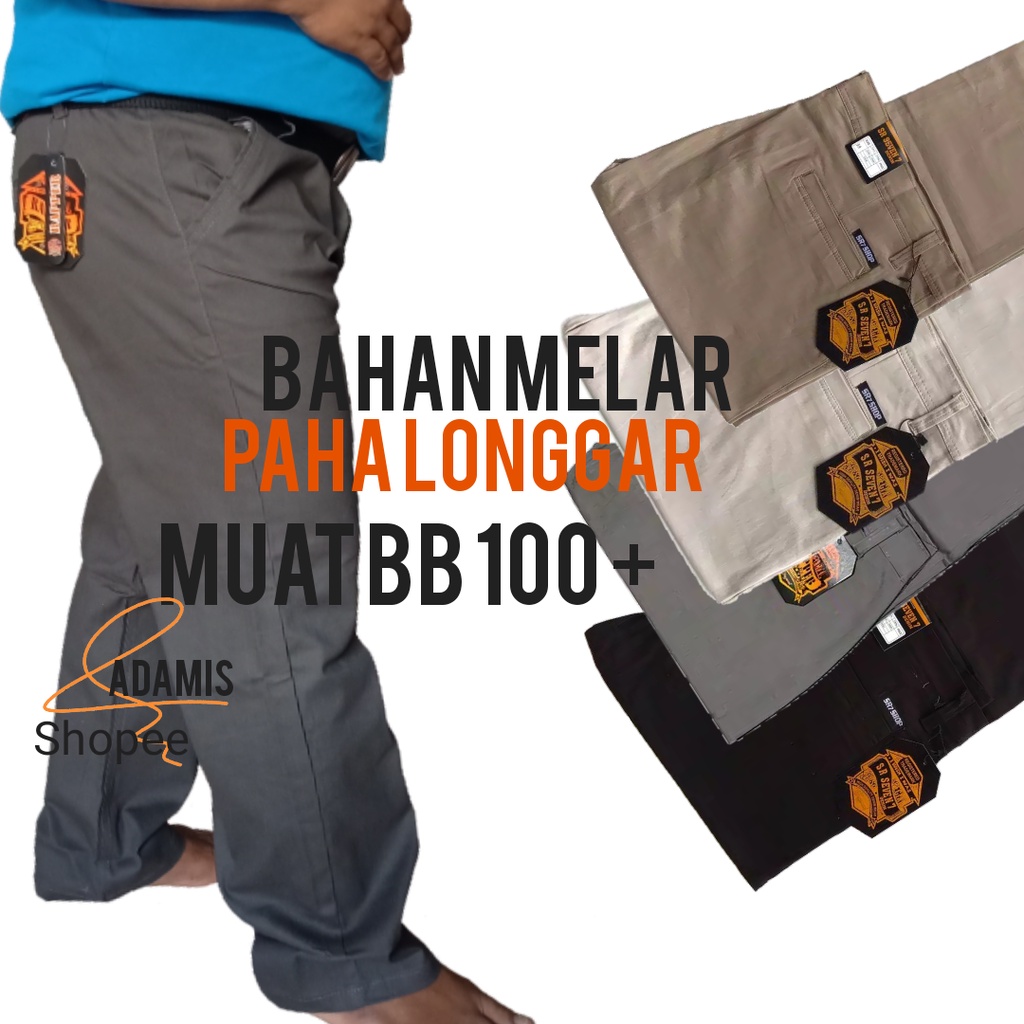 CELANA CHINO PANJANG PRIA FORMAL BIG SIZE SUPER JUMBO Reguler longgar 33-50 Bahan CHINOS Melar PAHA LONGGAR