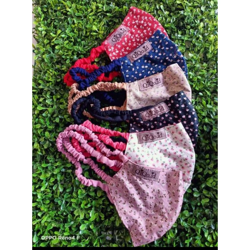 FILLYS Masker Bucil Bunga Kecil Ori QIQO.ID Masker Kain Headloop Hijab