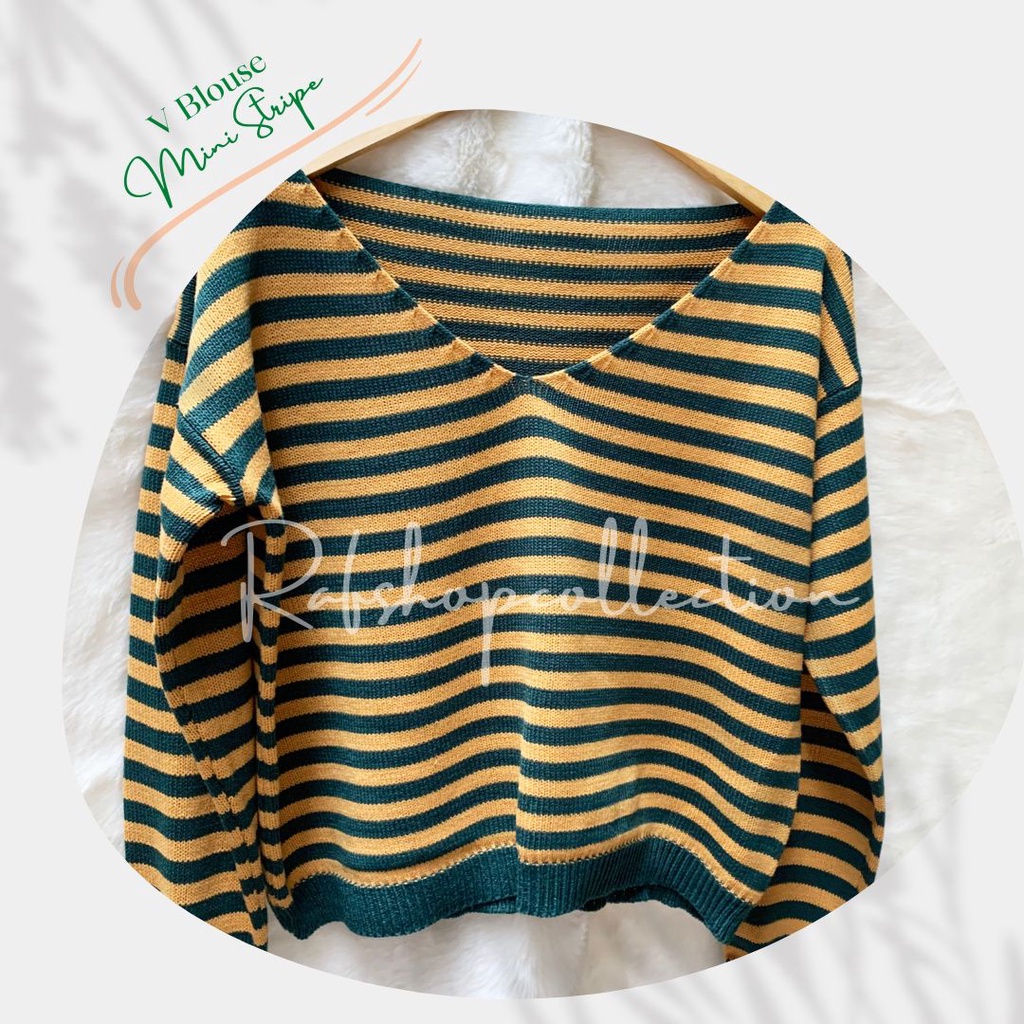 MINI Stripe Blouse_7GET Top Atasan rajut wanita_blouse oversize