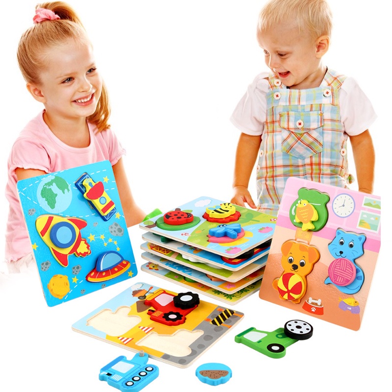 Puzzle Kayu Knob / mainan Jigsaw puzzle /3D wooden toys L273