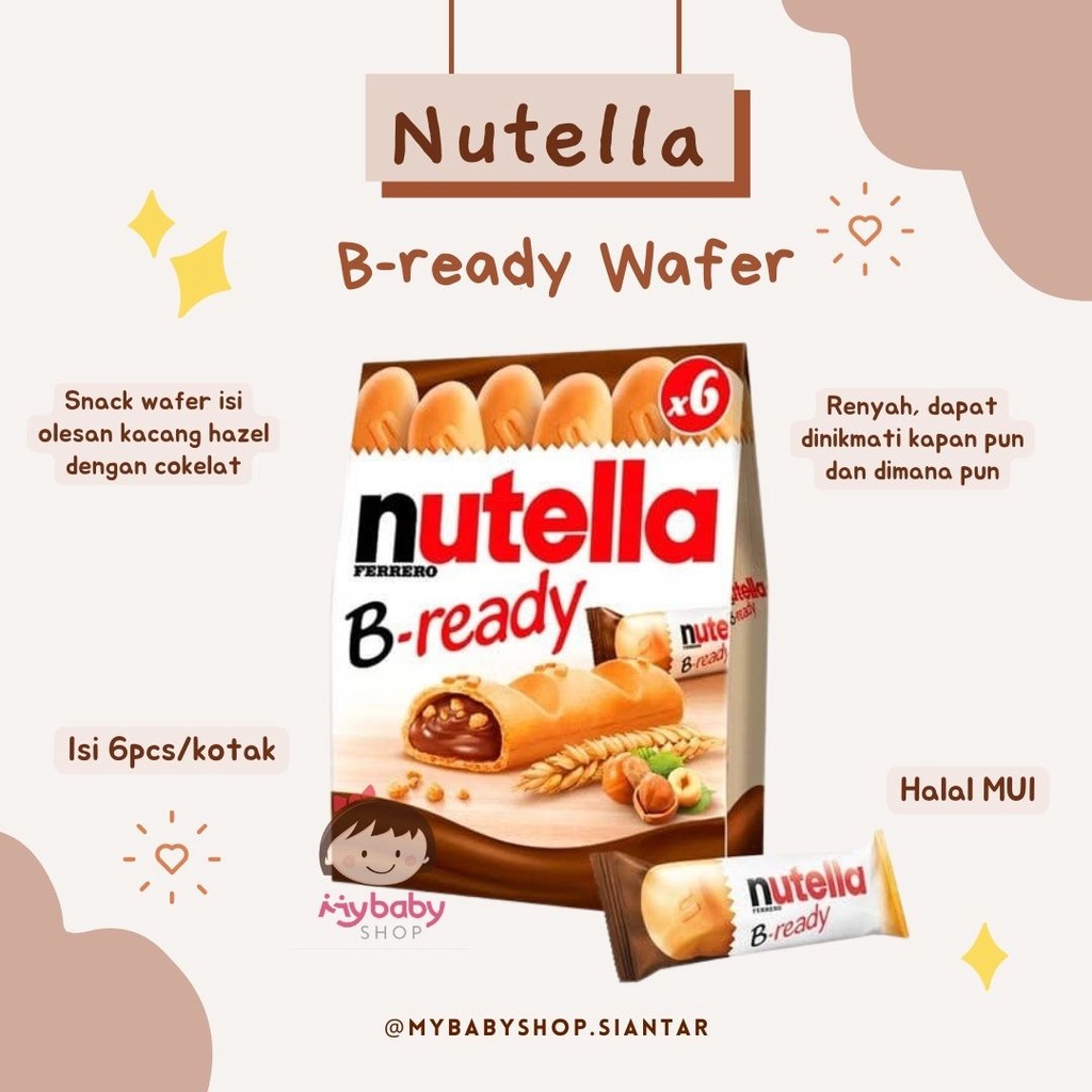 

Nutella B-Ready Be Ready Bready Pack 132Gr 132 Gr Isi 6 / nutella wafer