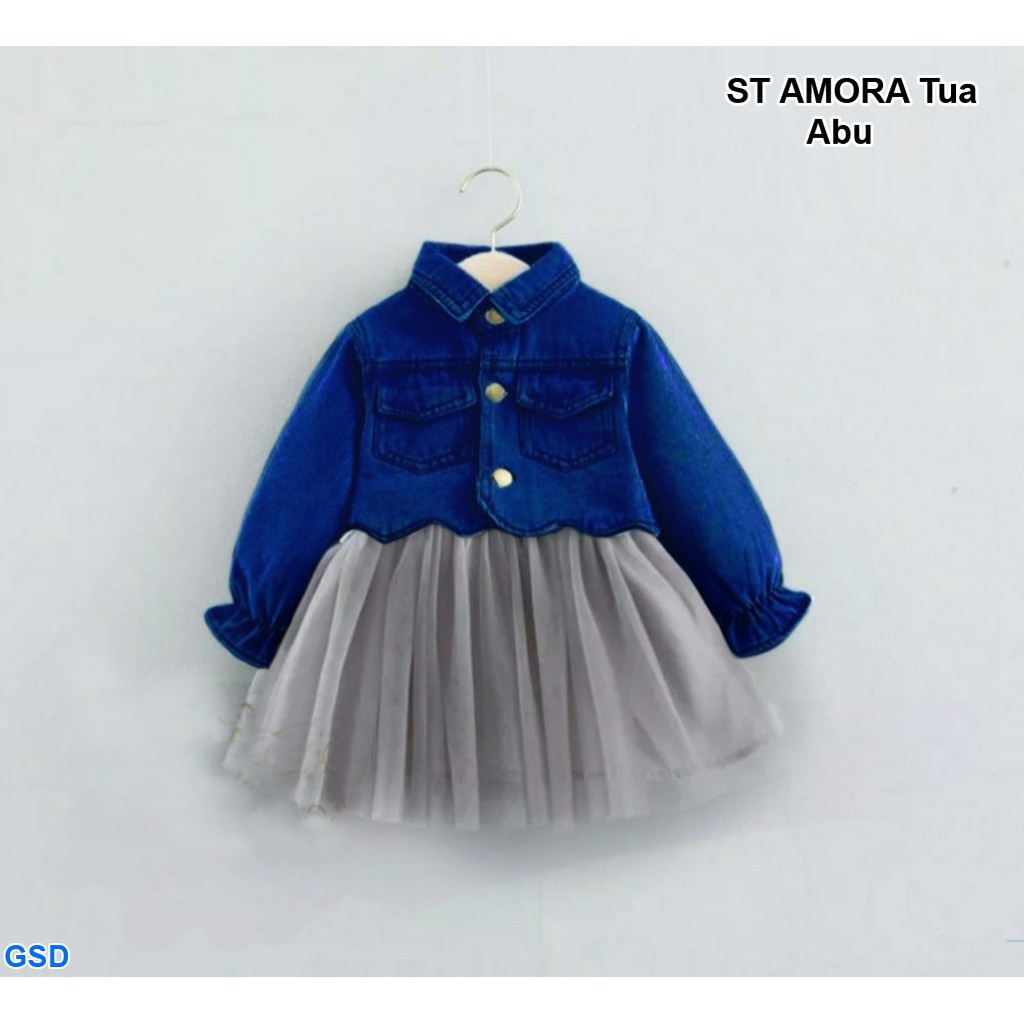 St Amora Kids 3in1/Setelan Jaket  Jeans Inner Dan Rok Anak/ Baju Anak Setelan Jaket Rok Tutu Terbaru