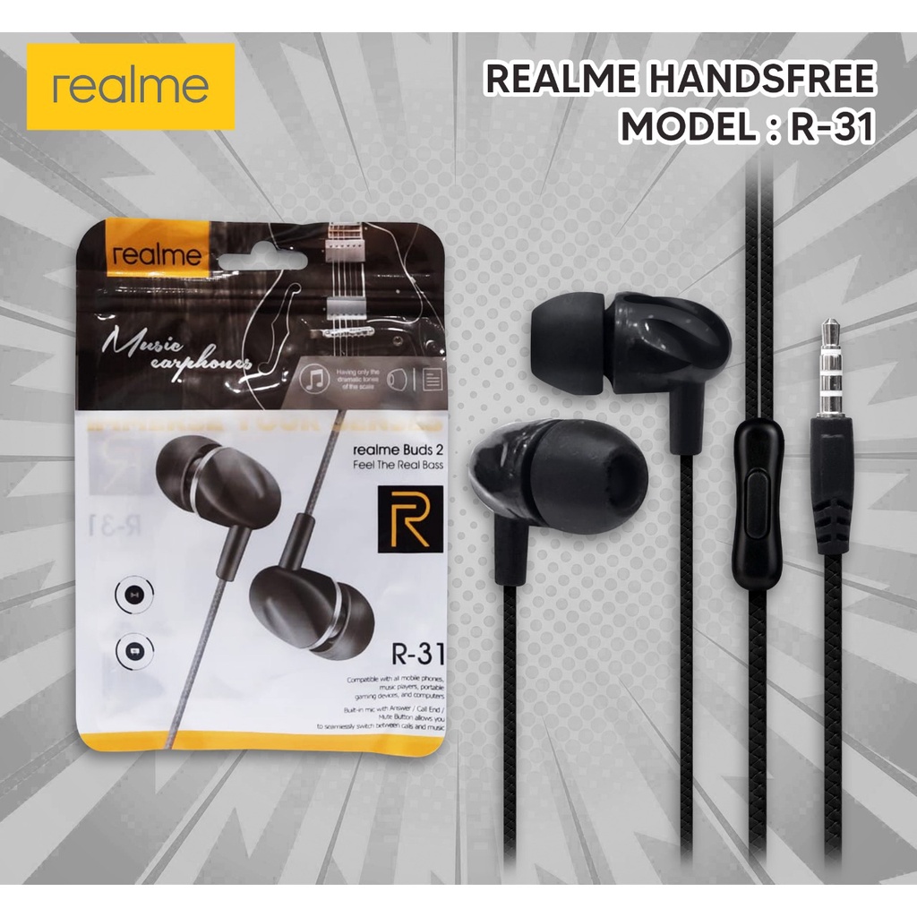 Handsfree Realme R-31 Earphone Stereo Headset Super Bass