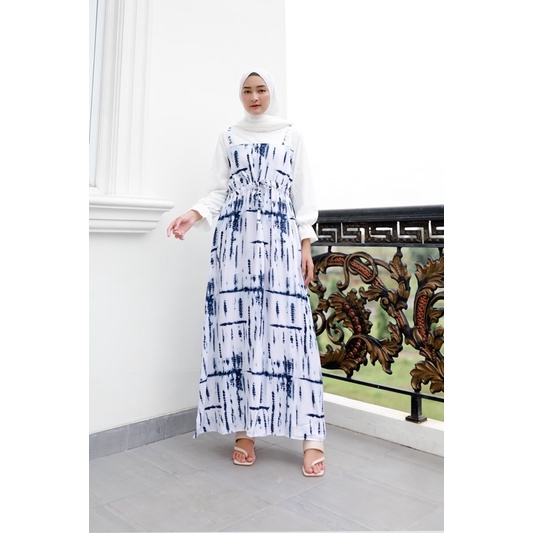 ATLEYA MAXI DRESS (Gamis lebaran Ld 102 pjg 135) - Maxi Rayon Tie Dye Combi Brukat