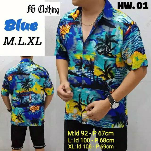 SM Kemeja / baju / kaos Pantai Reggae Hawai Bali halus berkualitas