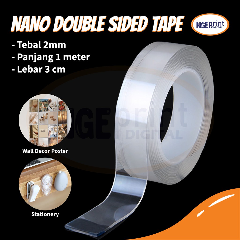 

Nano Double Tape Bening Transparan Tebal 2MM - PANJANG 1 METER
