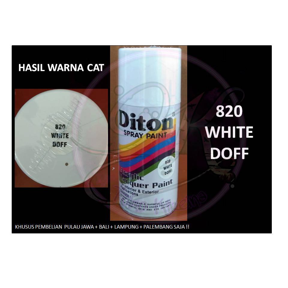 Cat Pilox DITON White Doff 820 300cc warna putih dop matte matt sepeda motor mobil semprot aerosol