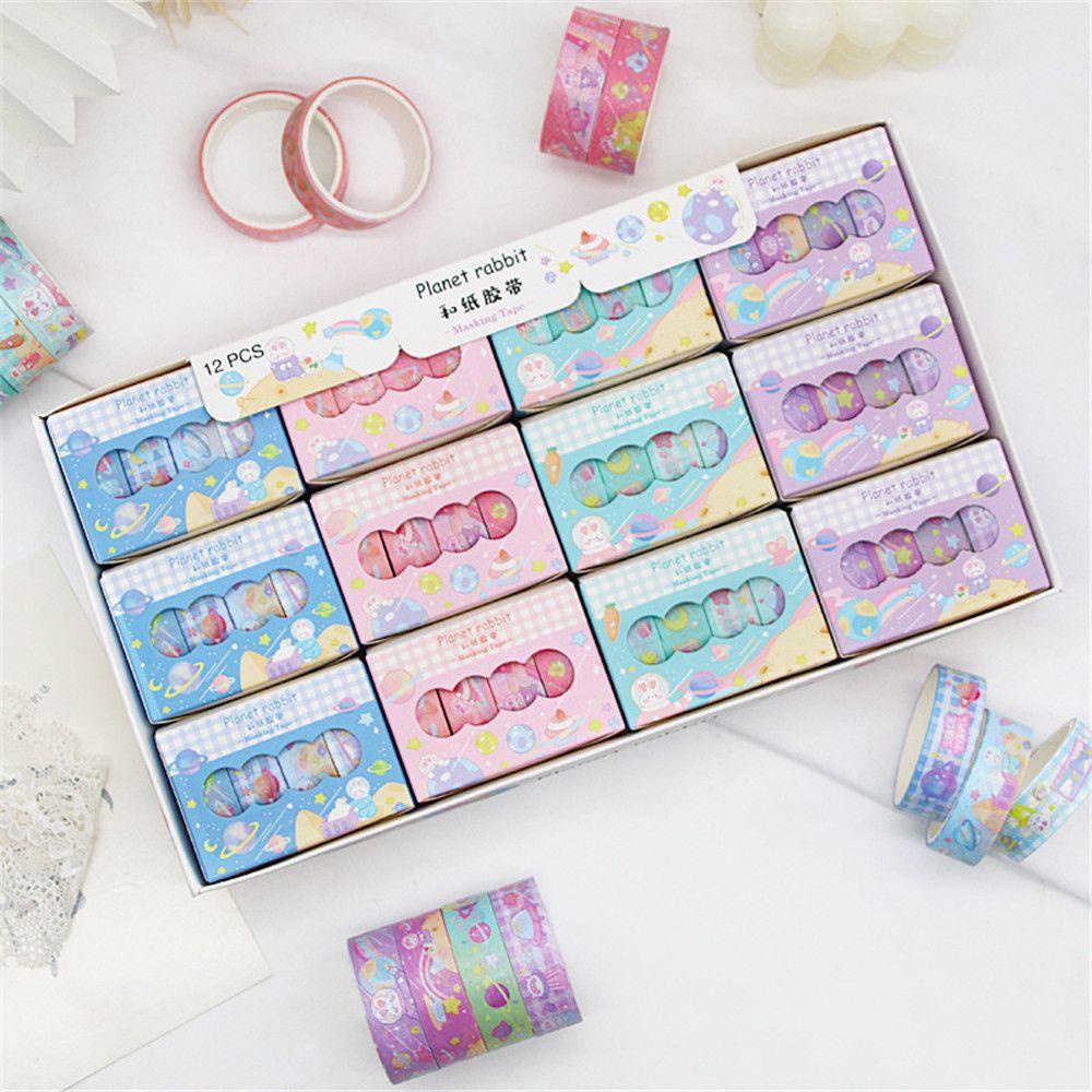 TOP 4rolls /box Washi Tape Lucu Alat Tulis Sekolah Scrapbooking