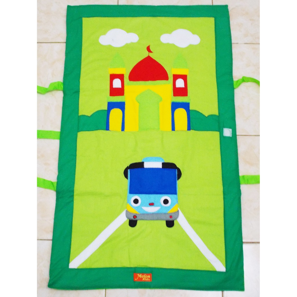 Sajadah Anak Laki Karakter I Handmate Motif TAYO warna Hijau