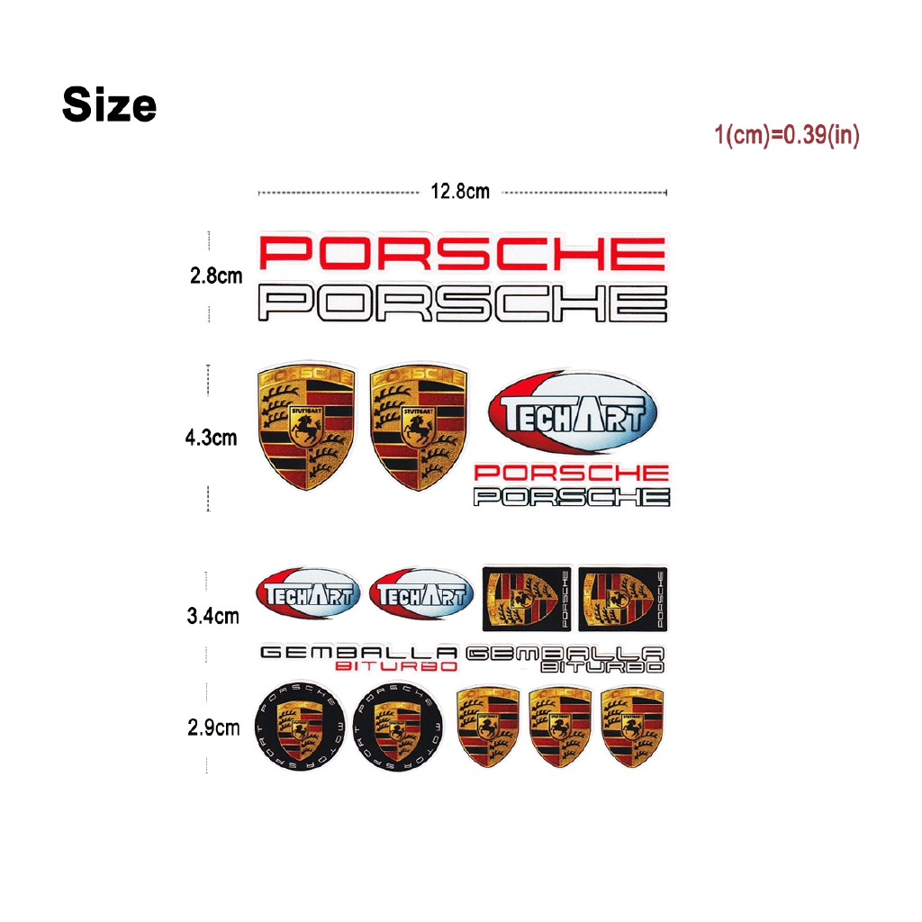 1set Porsche Badge Reflektif Helm Sepeda Stiker Body Mobil DIY Vinyl Kualitas Tinggi Modifikasi Decal