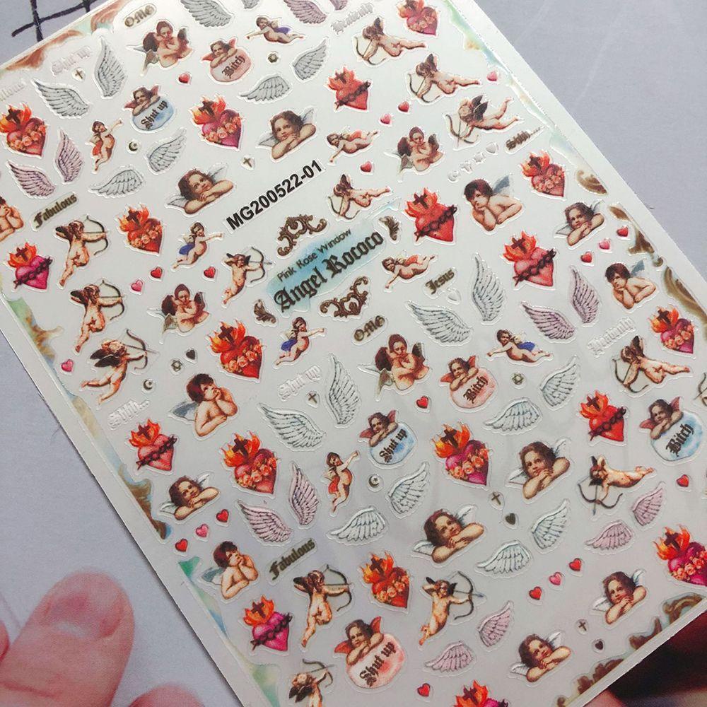 Solighter 3D Nail Art Sticker Baru Nail Art Dekorasi Nail Decal Stiker Indah Cupid