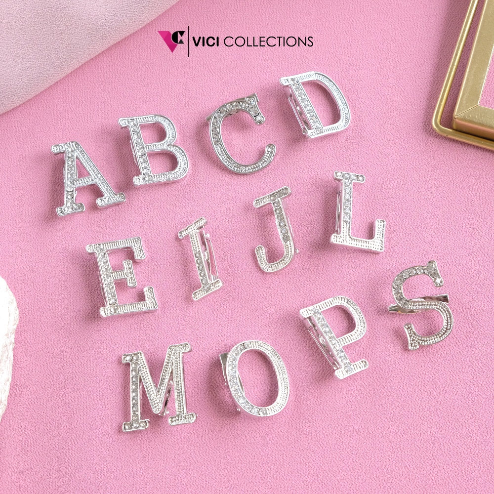 Bross Hijab Huruf Besar Manik Silver Bros Inisial Huruf BSP361