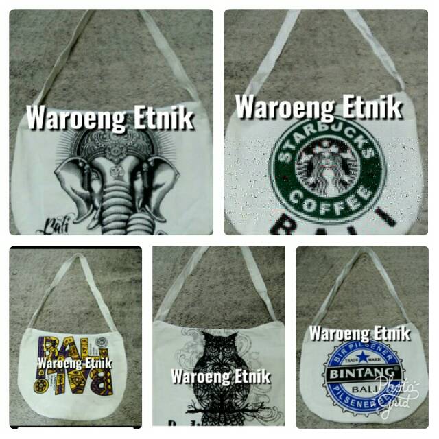 GROSIR TAS BALI SELEMPANG MURAH SLINGBAG KANVAS PUTIH