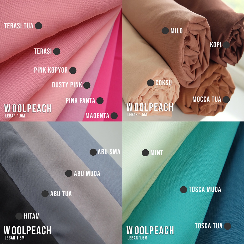 KAIN WOOLPEACH / WOLVIS /WOLFIS WOLPIS POLOS PREMIUM / HQ / GRADE A (per 0,5m)  bahan gamis / bahan 