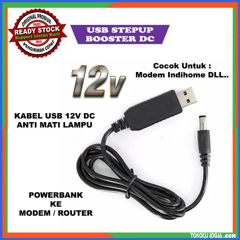 Kabel Step Up Usb 5v To 12v Dc Converter Adapter Modem Indihome Shopee Indonesia