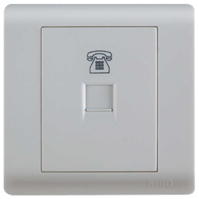 CASA F16PH - White 1 Gang Telephone Outlet with Shutter NERO