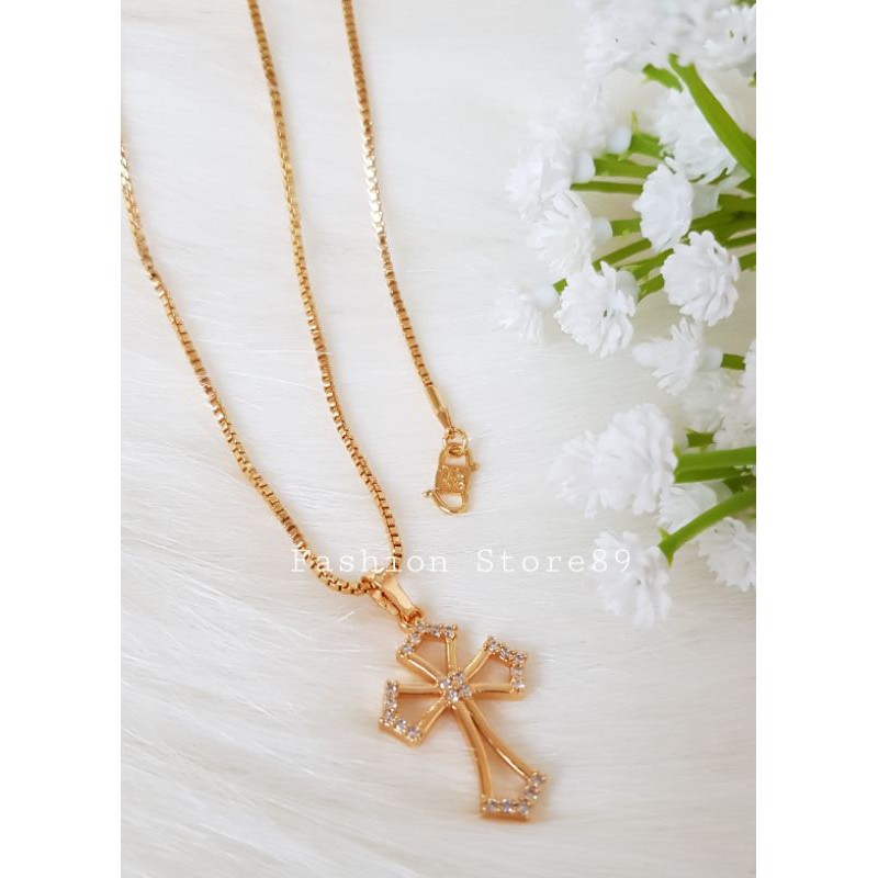 Bestseller import kalung rohani fashion emas xuping yaxiya kalung Salib permata cantik bestquality