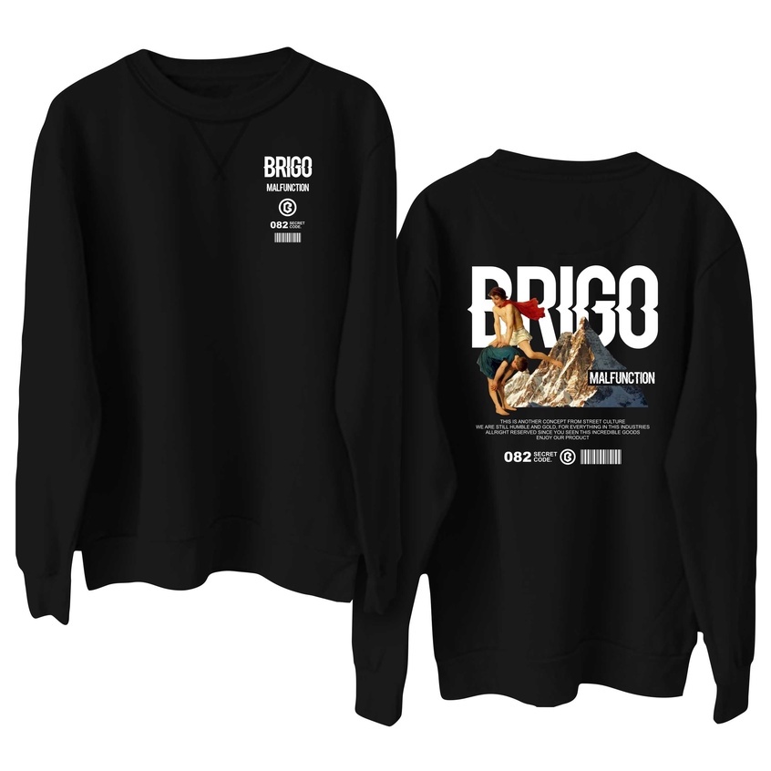 BRIGO Basic Sweatshirt  Malfunction II Sweater Crewneck BRIGO Malfunction Sablon DTF Fleece Cotton M-XXL (Pria &amp; Wanita) Free stiker&amp;Gantungan Kunci