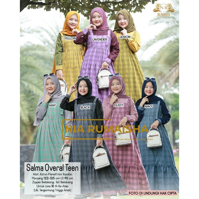 Salma Overall Teen Gamis Anak Remaja Original Nia rumaisha