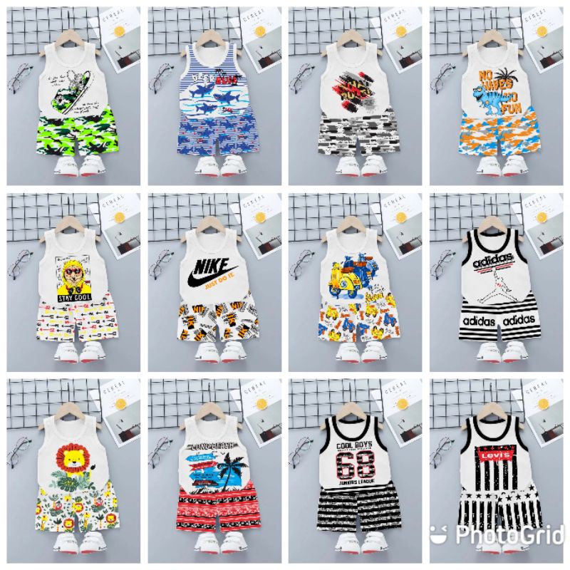 SETELAN BAJU BAYI/SETELAN SINGLET BAYI/BAJU ANAK LAKI LAKI/BAJU BAYI LAKI2 1-4TAHUN (VLM)