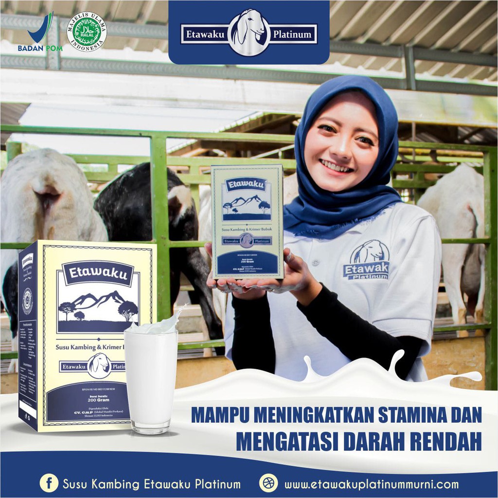 

ETAWAKU PLATINUM-SUSU KAMBING ETAWA & KRIMER NABATI BUBUK 200 GR SUSU KUALITAS PREMIUM