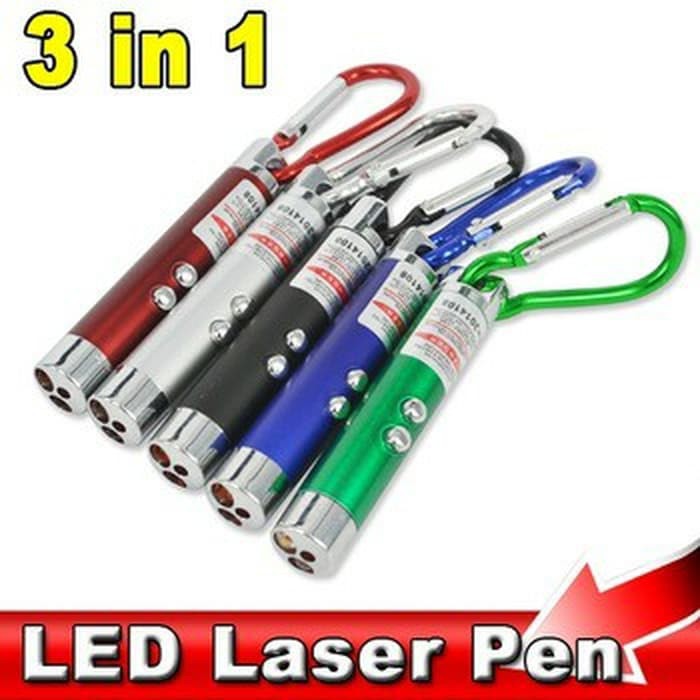 【Bisa COD】 Senter Laser Mini ~ 3 Mode (3 in 1) ~ Gratis Batre ~ Pointer Flashlight