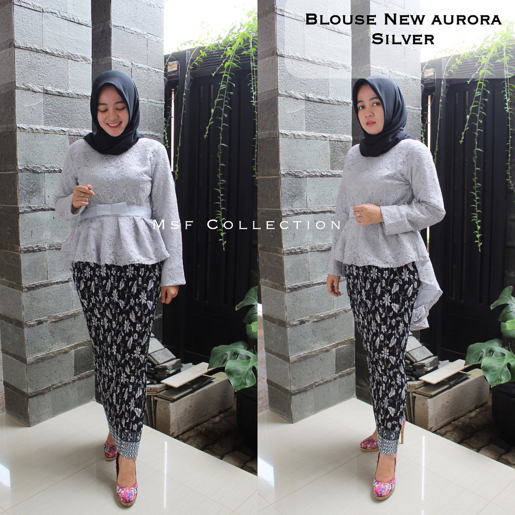 Kebaya Modern Setelan Brukat / Kebaya Brokat Aurora Silver Dan Warna Lain