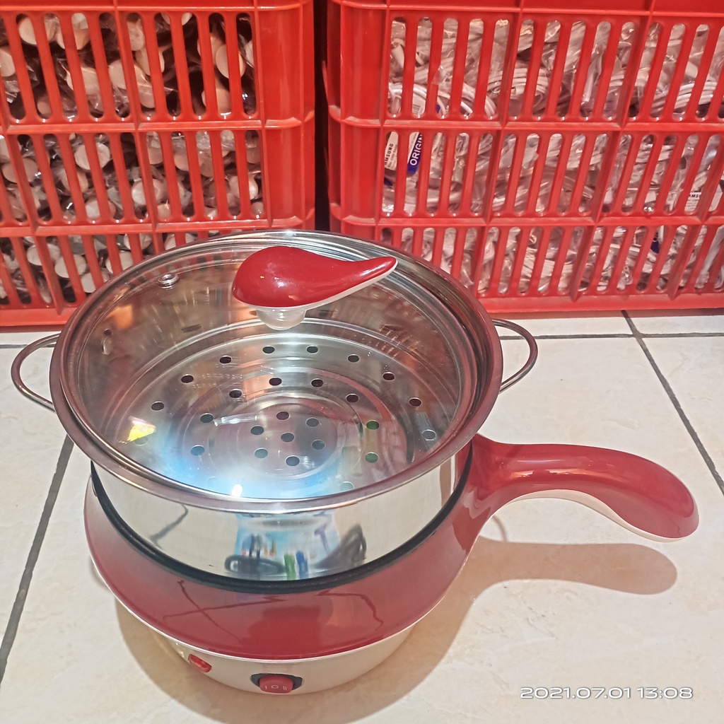 Panci Listrik Q2-8518 - PANCI ELEKTRIK MULTIFUNGSI - Panci Listrik Steaming Pot - Panci Listrik Anti Lengket