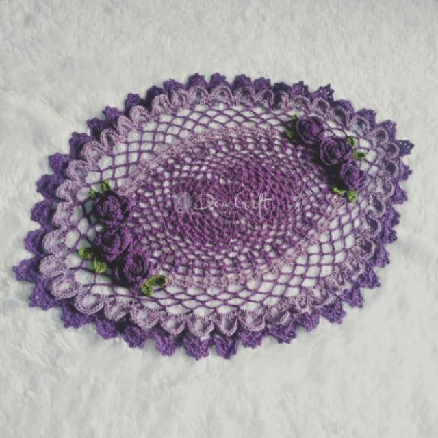 taplak meja rajut oval