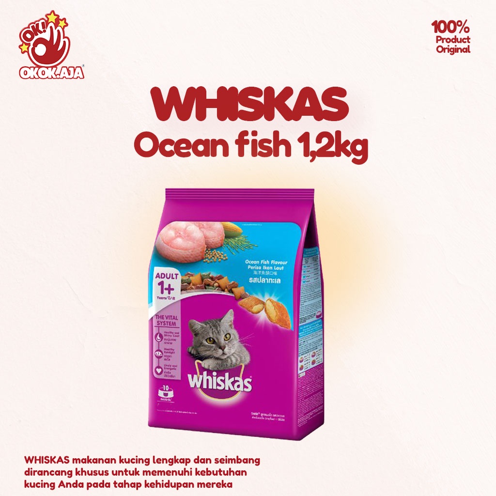 Makanan kucing kering merk WHISKAS 1,2kg