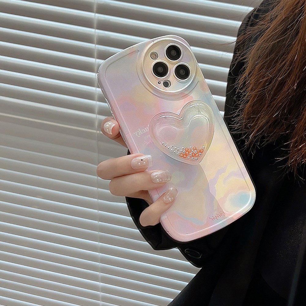 Soft Case Silikon Motif Matahari Terbenam Dengan Holder Hati Untuk Iphone 11 12 13 PRO MAX